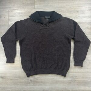 Robert Banks Men's Medium Brown 100 Merino Wool 1/4 Zip Sweater Grandpacore